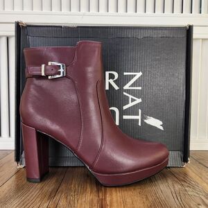 Naturalizer Braxton Boots Womens Size 7.5 M Wine Dark Red Platform Ankle Booties